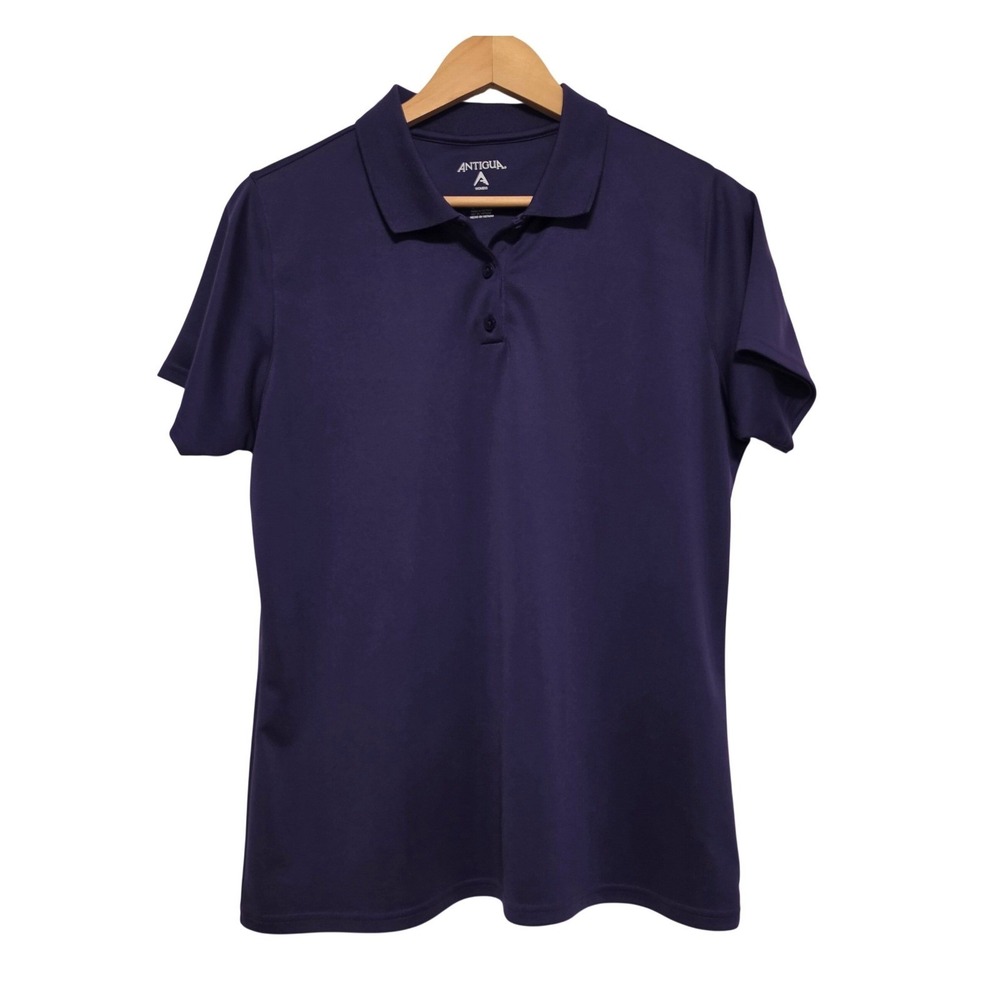 Antigua Womens Short Sleeve Performance Golf Polo Shirt Purple Size Large